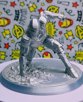 Iron Man super landing in silk silver